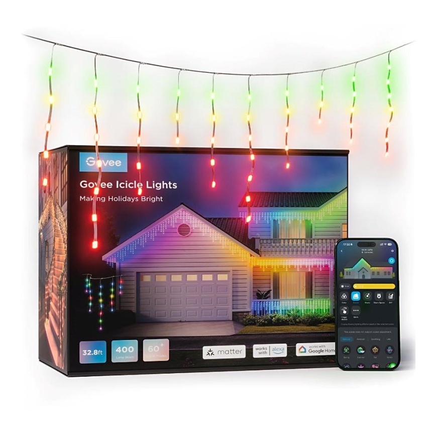 Govee - LED RGBIC Spoljašnji lanac Smart stalaktiti 10m Wi-Fi Matter IP65