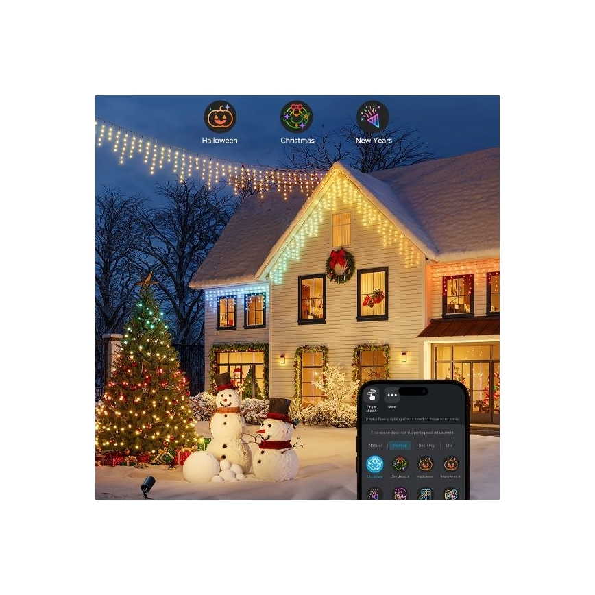 Govee - LED RGBIC Spoljašnji lanac Smart stalaktiti 10m Wi-Fi Matter IP65