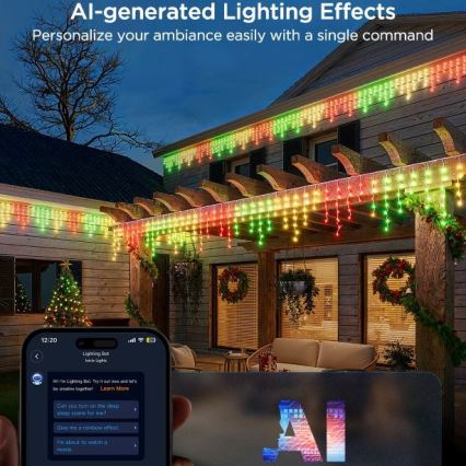 Govee - LED RGBIC Spoljašnji lanac Smart stalaktiti 10m Wi-Fi Matter IP65
