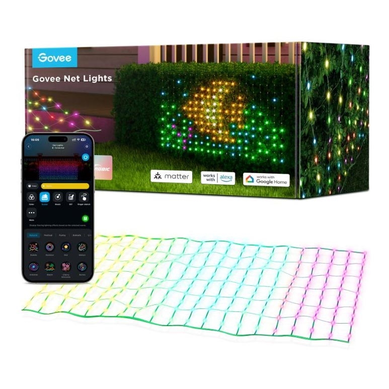Govee - LED RGBIC Spoljna svetlosna mreža 143x85cm Wi-Fi Matter IP65