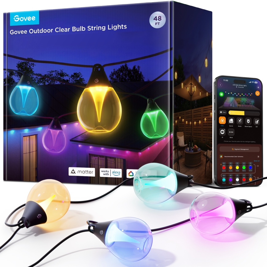 Govee - LED RGBICW Prigušivi spoljni dekorativni lanac LED/24W/230V IP67 2700-6500K Wi-Fi