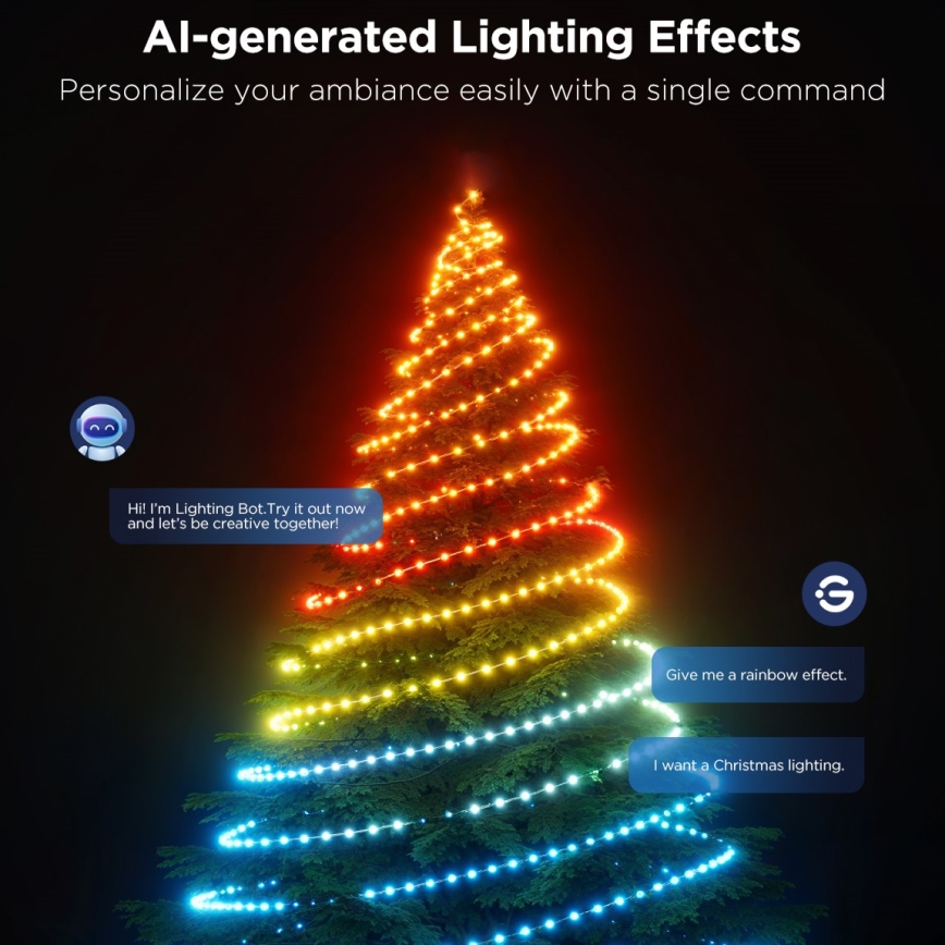 Govee - LED RGBICW Spoljašnji božićni niz 2700-6500K 20m Wi-Fi Matter IP66
