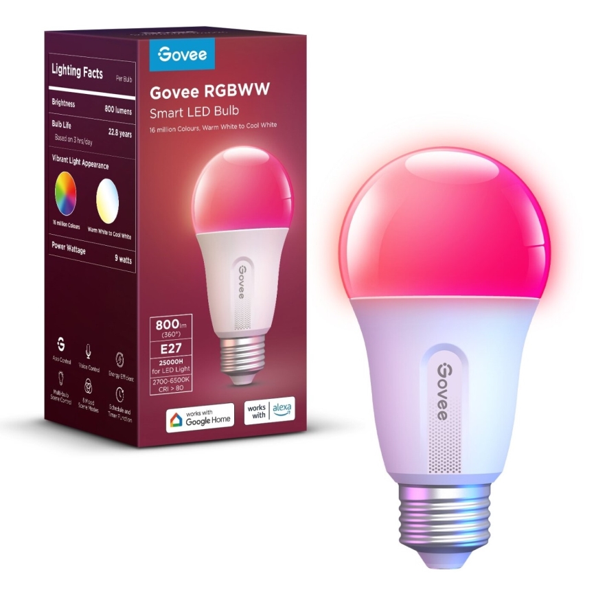 Govee - LED RGBWW Prigušiva sijalica Smart E27/9W/230V 2700-6500K Wi-Fi