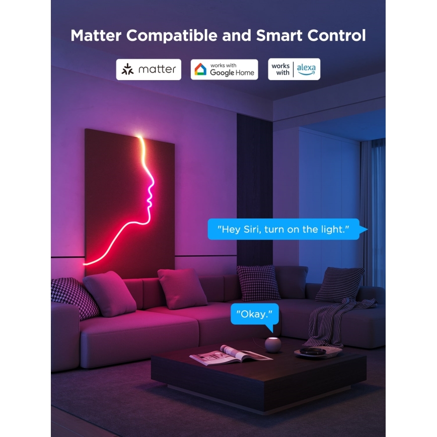 Govee - Neon 2 MATTER fleksibilna LED TRAKA 3m RGBIC Wi-Fi IP67