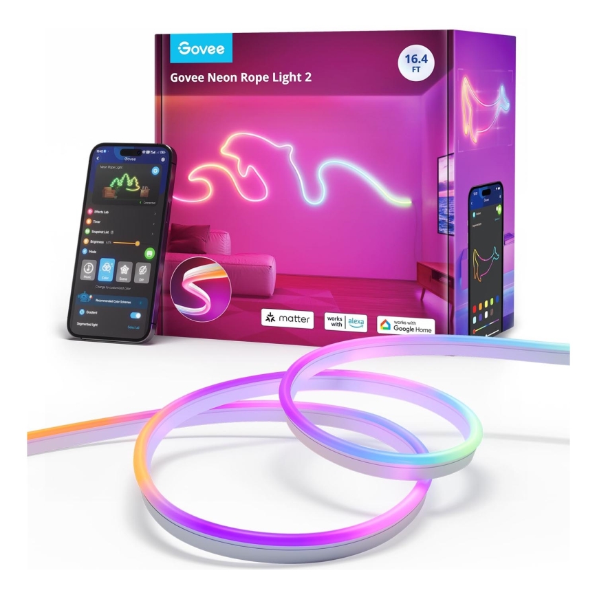 Govee - Neon 2 MATTER fleksibilna LED TRAKA 5m RGBIC Wi-Fi IP67