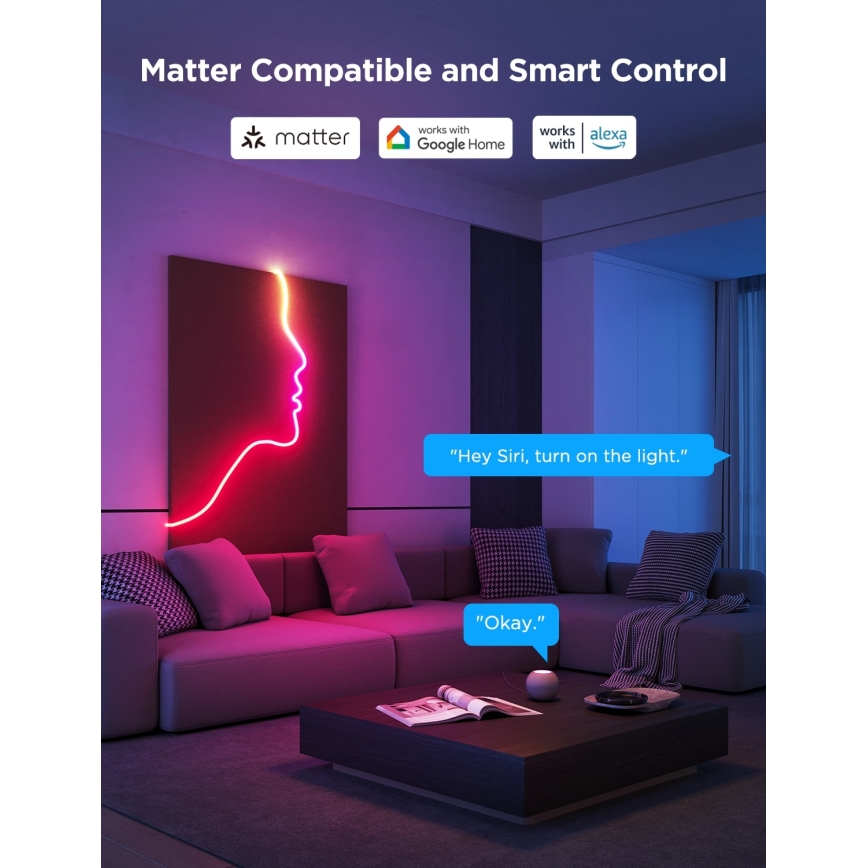 Govee - Neon 2 MATTER fleksibilna LED TRAKA 5m RGBIC Wi-Fi IP67