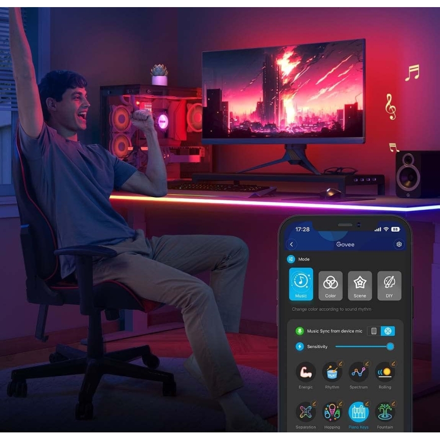 Govee - Neon LED pozadinsko osvetljenje za sto 3m RGBIC Wi-Fi