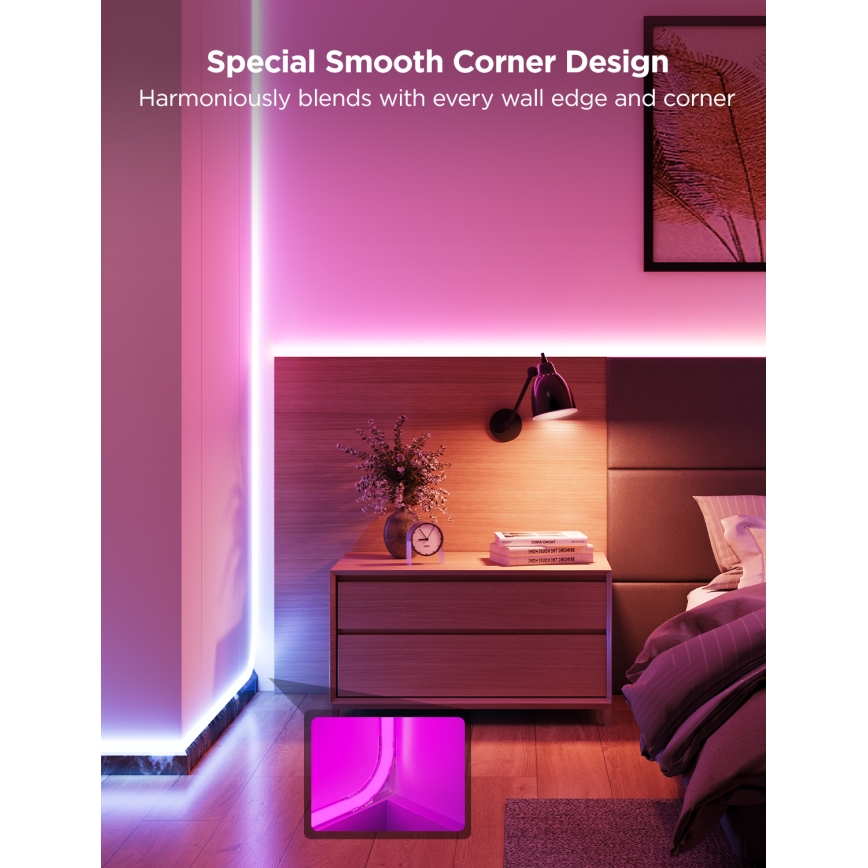 Govee - Neon MATTER LED ugaona lajsna 5m RGBIC Wi-Fi