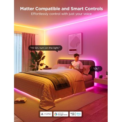Govee - Neon MATTER LED ugaona lajsna 5m RGBIC Wi-Fi