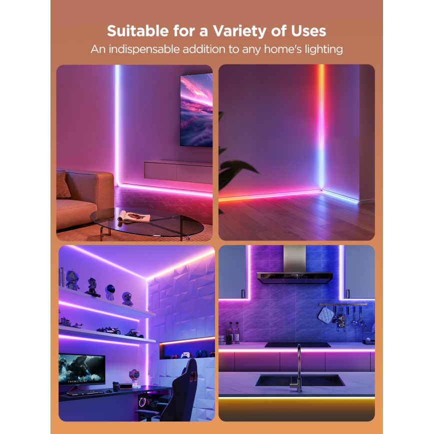 Govee - Neon MATTER LED ugaona lajsna 5m RGBIC Wi-Fi
