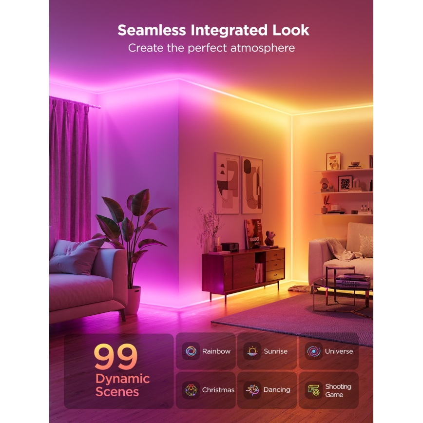 Govee - Neon MATTER LED ugaona lajsna 5m RGBIC Wi-Fi