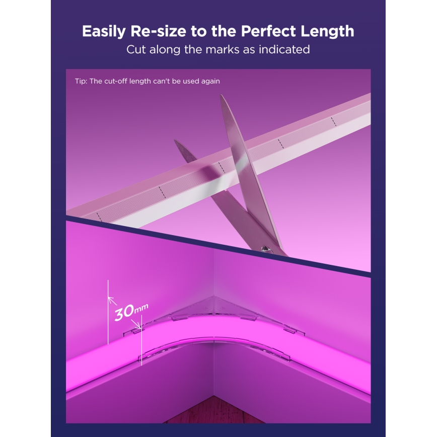 Govee - Neon MATTER LED ugaona lajsna 5m RGBIC Wi-Fi