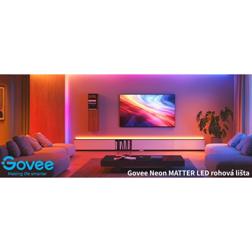 Govee - Neon MATTER LED ugaona lajsna 5m RGBIC Wi-Fi