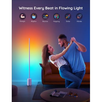 Govee - LED Prigušiva podna lampa Lyra Smart RGBICWW 2200-6500K Wi-Fi + Daljinski upravljač