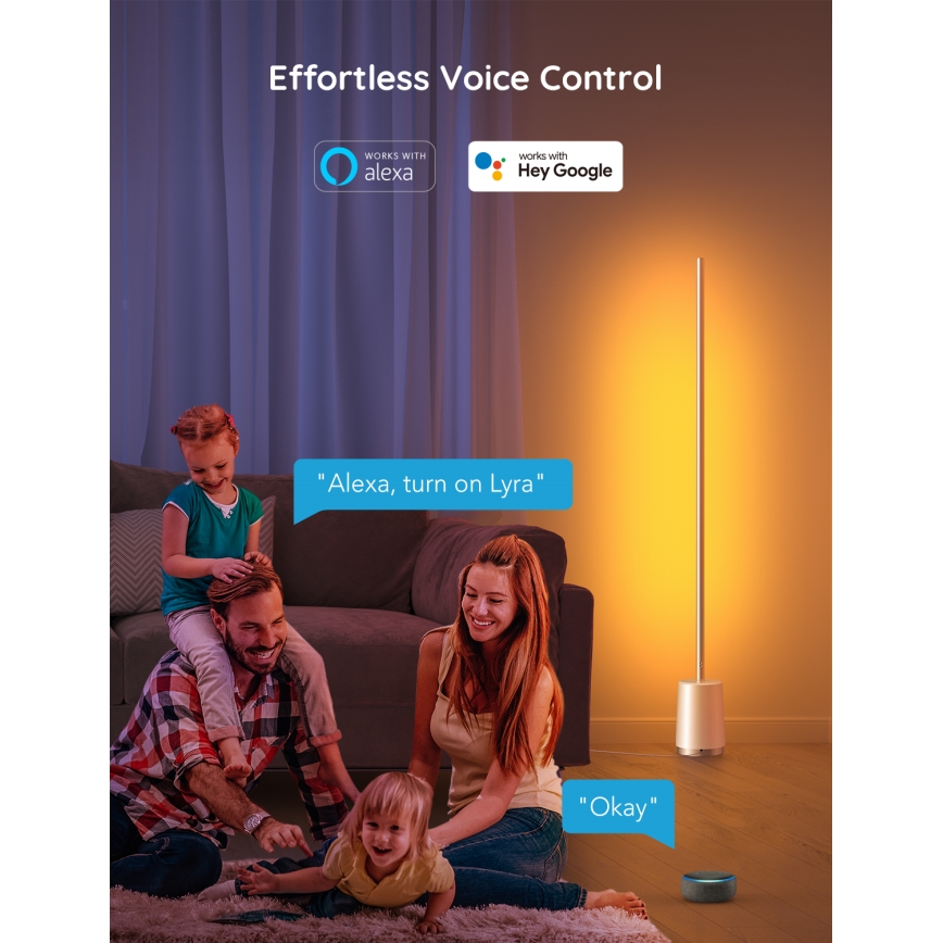 Govee - LED Prigušiva podna lampa Lyra Smart RGBICWW 2200-6500K Wi-Fi + Daljinski upravljač