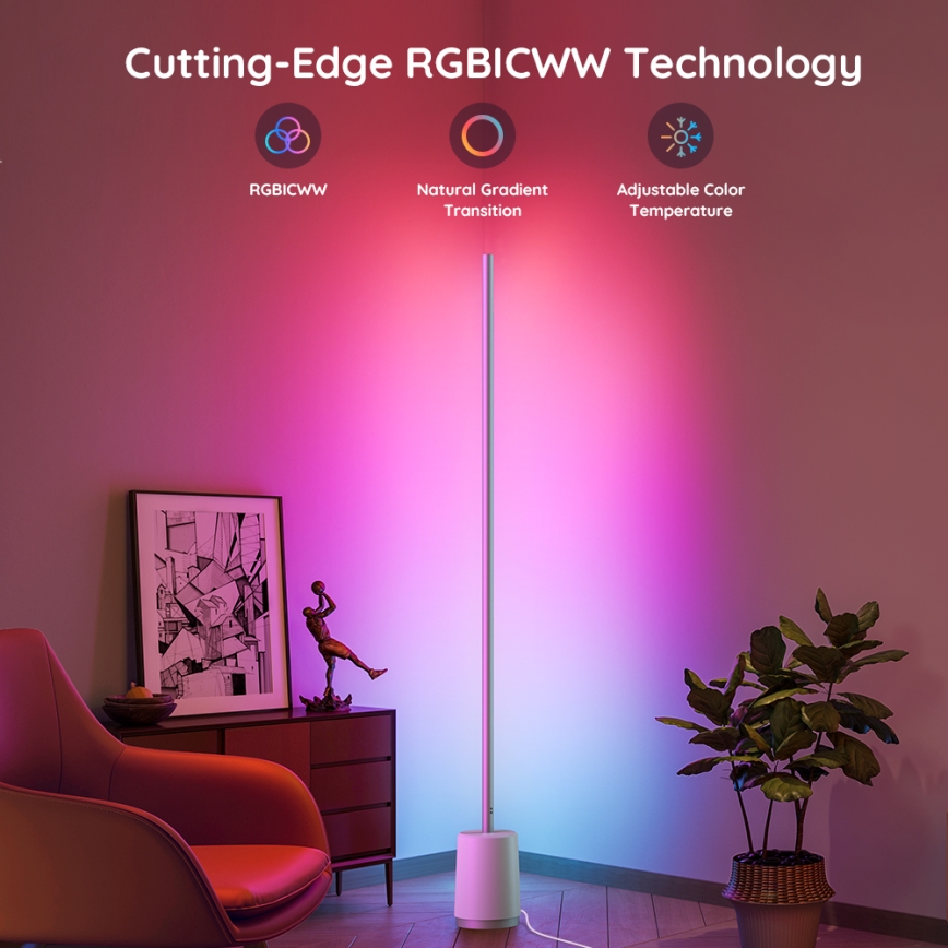 Govee - LED Prigušiva podna lampa Lyra Smart RGBICWW 2200-6500K Wi-Fi + Daljinski upravljač