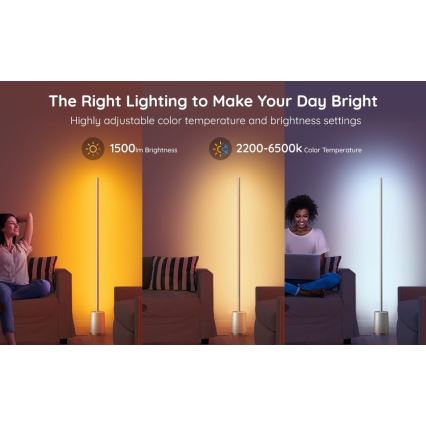 Govee - LED Prigušiva podna lampa Lyra Smart RGBICWW 2200-6500K Wi-Fi + Daljinski upravljač