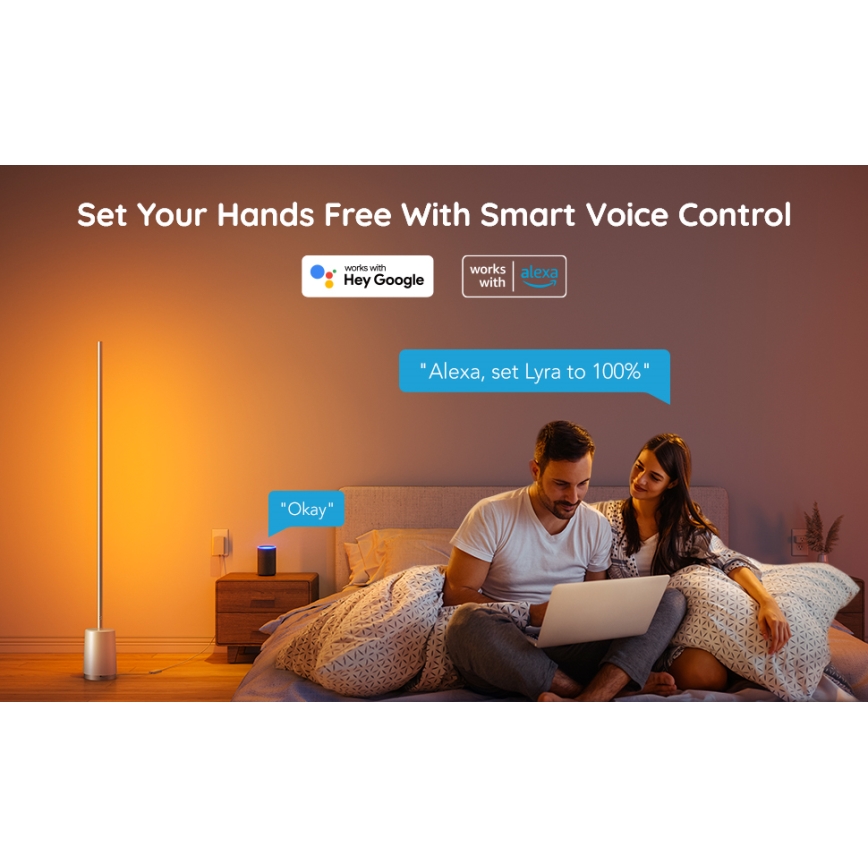 Govee - LED Prigušiva podna lampa Lyra Smart RGBICWW 2200-6500K Wi-Fi + Daljinski upravljač