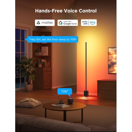 Govee - LED Prigušiva podna lampa Smart MATTER LED RGBICWW 2200-6500K Wi-Fi + Daljinski upravljač