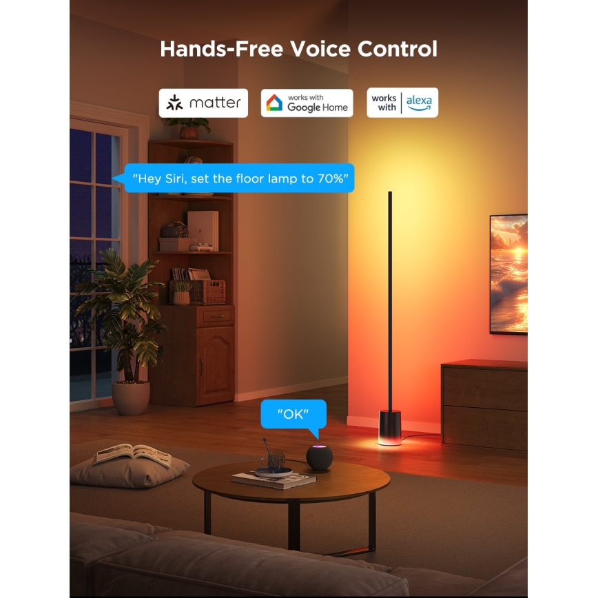 Govee - LED Prigušiva podna lampa Smart MATTER LED RGBICWW 2200-6500K Wi-Fi + Daljinski upravljač