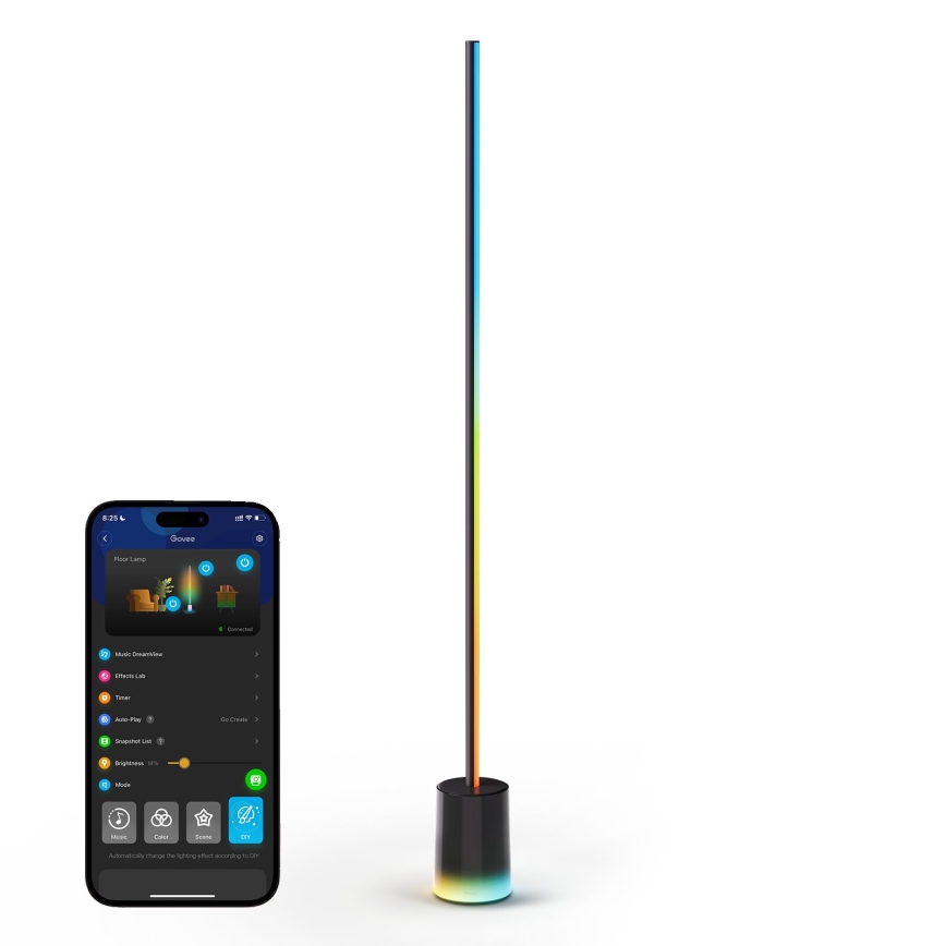 Govee - LED Prigušiva podna lampa Smart MATTER LED RGBICWW 2200-6500K Wi-Fi + Daljinski upravljač