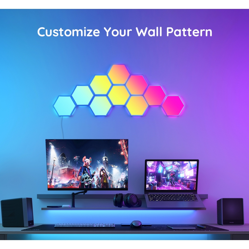 Govee - Komplet 10x RGB LED prigušiva panela LED/36W/230V Wi-Fi