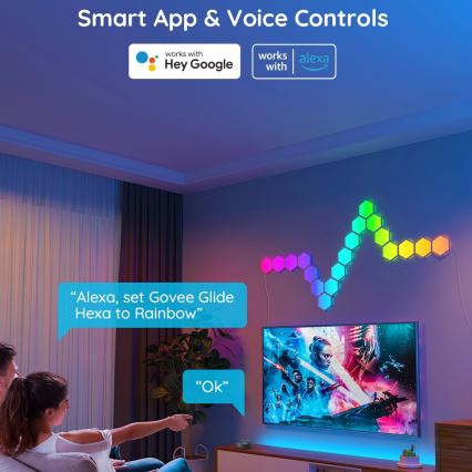 Govee - Komplet 10x RGB LED prigušiva panela LED/36W/230V Wi-Fi