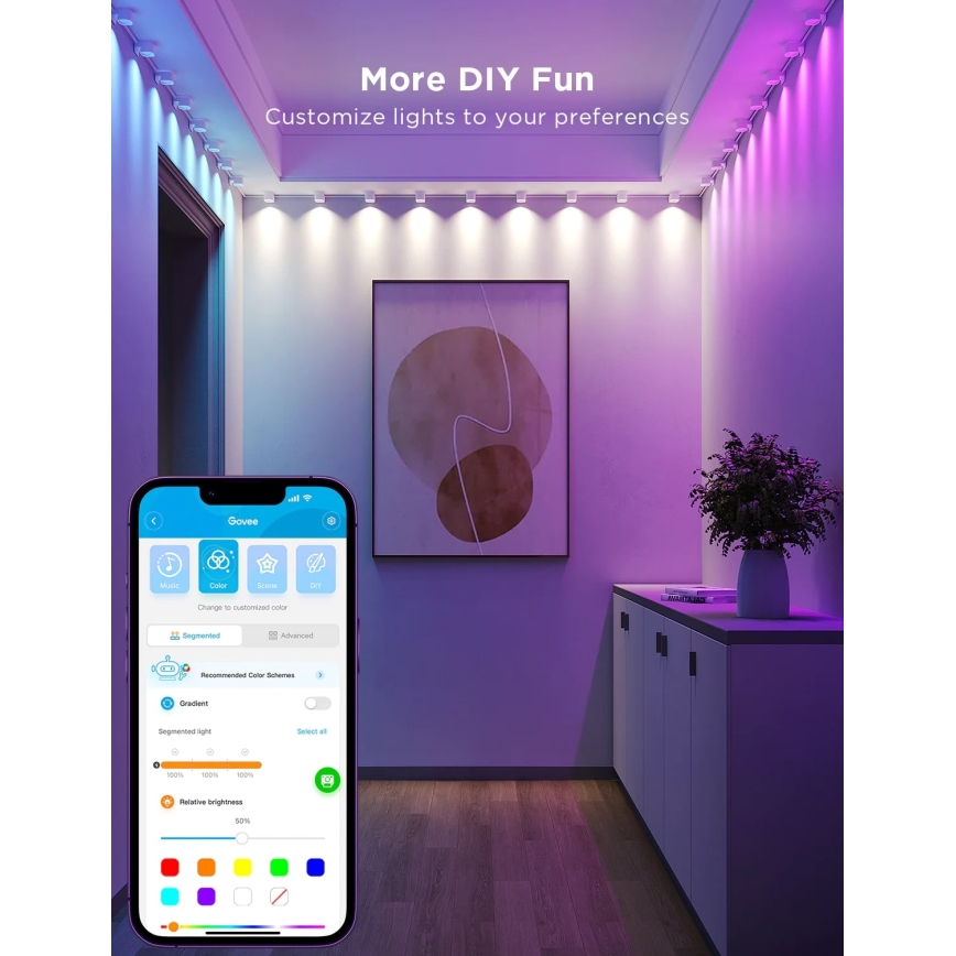 Govee - RGBIC LED Lančana ugradna svetla 3m Wi-Fi