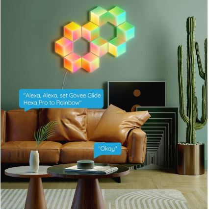 Govee - Set 10x LED Lampa Glide Hexa Pro LED Smart RGBIC Wi-Fi