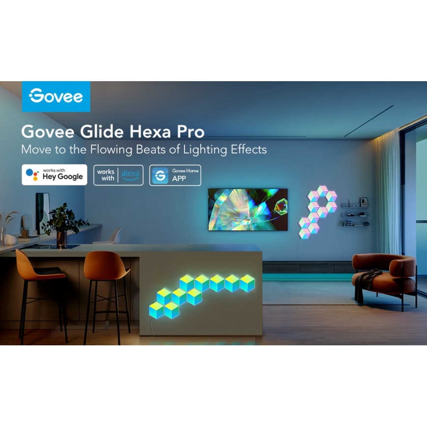 Govee - Set 10x LED Lampa Glide Hexa Pro LED Smart RGBIC Wi-Fi