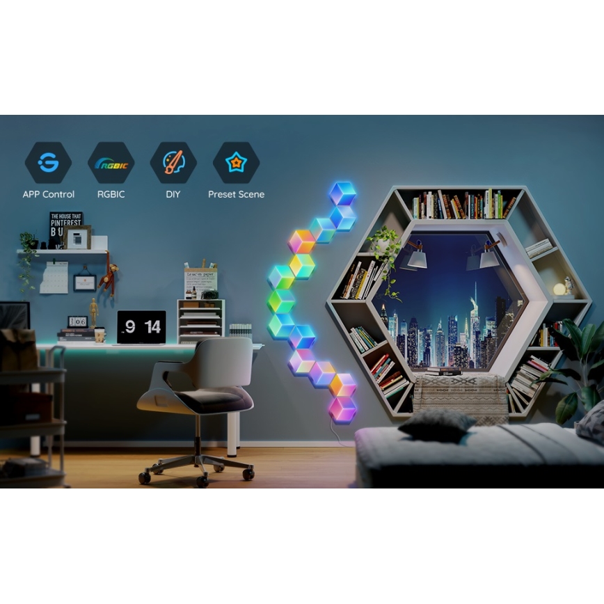 Govee - Set 10x LED Lampa Glide Hexa Pro LED Smart RGBIC Wi-Fi