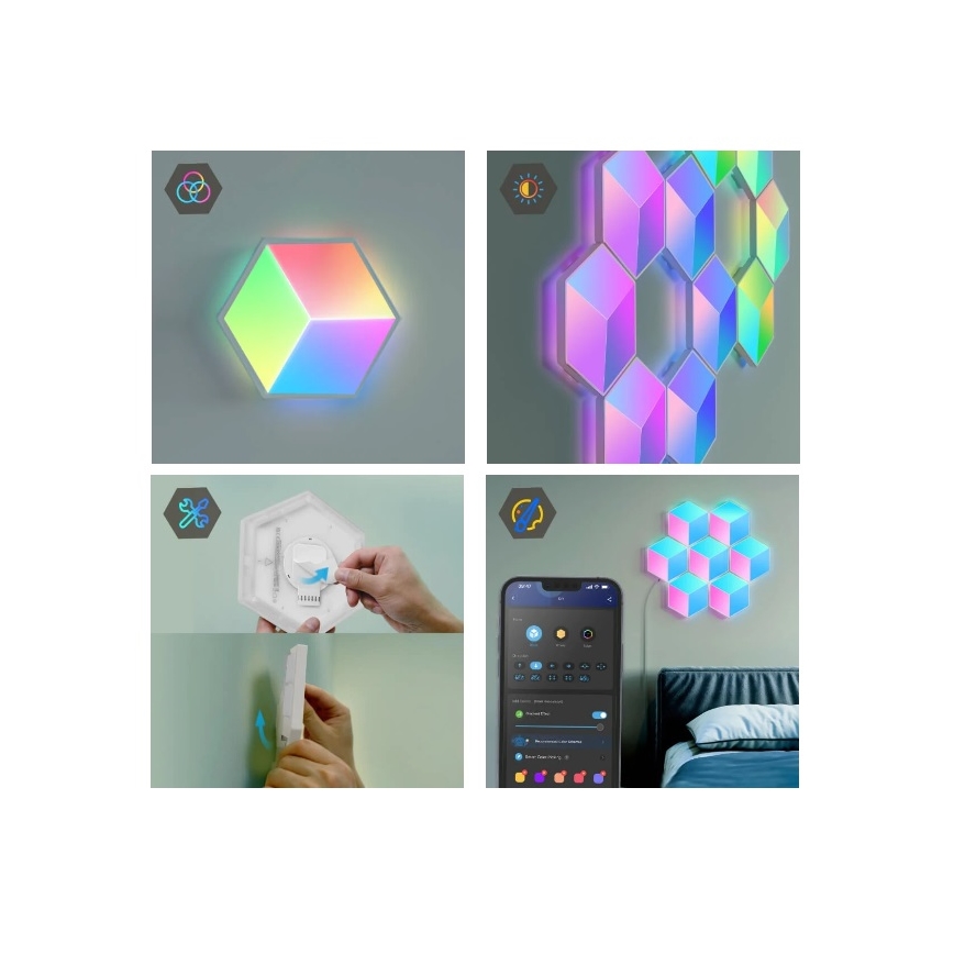 Govee - Set 10x LED Lampa Glide Hexa Pro LED Smart RGBIC Wi-Fi