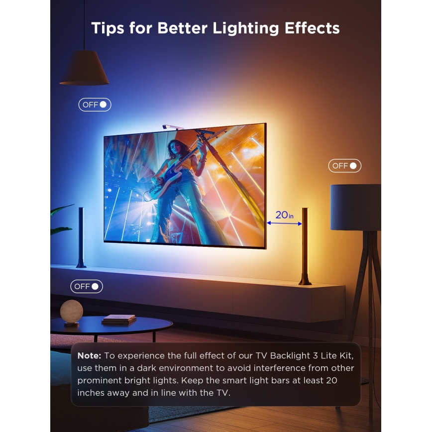 Govee - Set 2x Backlight TV 55-65" SMART LED sa pozadinskim osvetljenjem RGBICW Wi-Fi