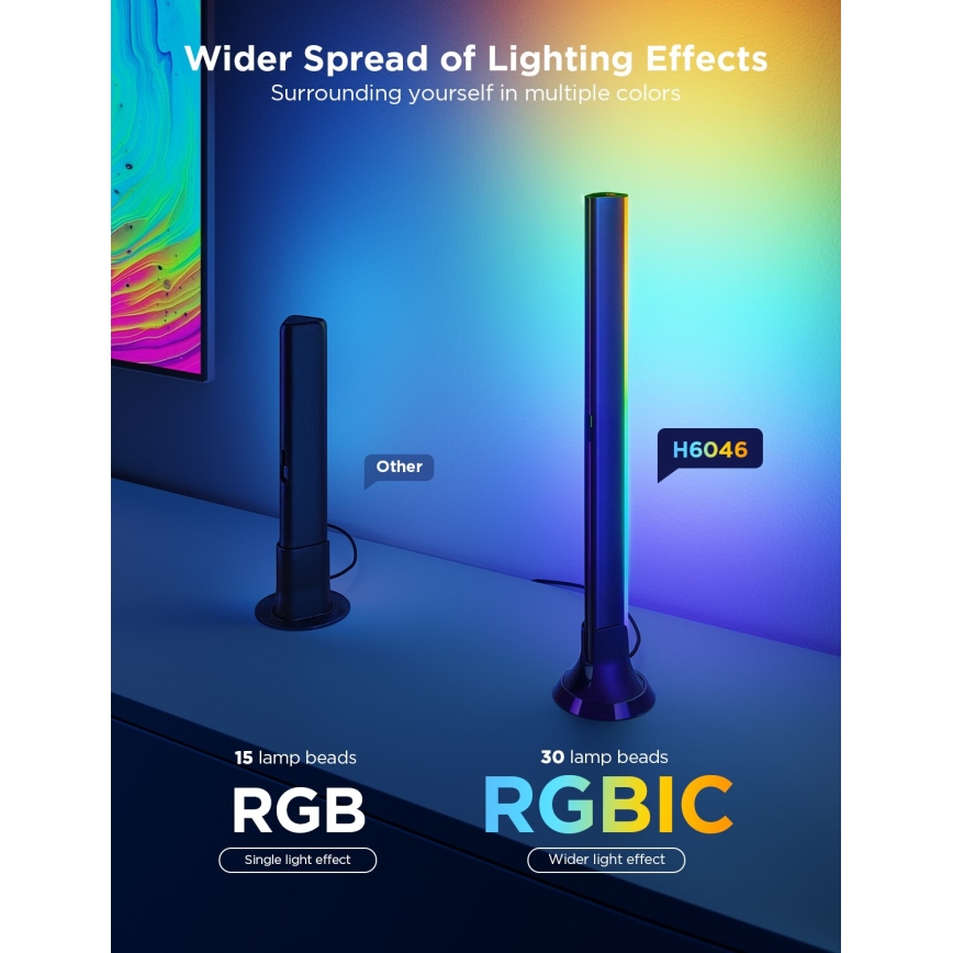 Govee - Set 2x Backlight TV 55-65" SMART LED sa pozadinskim osvetljenjem RGBICW Wi-Fi