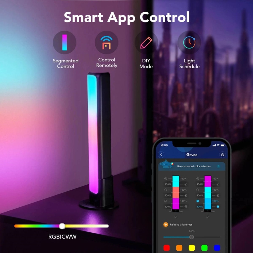 Govee - Set 2x Flow Plus SMART LED TV & Gaming - RGBICWW Wi-Fi