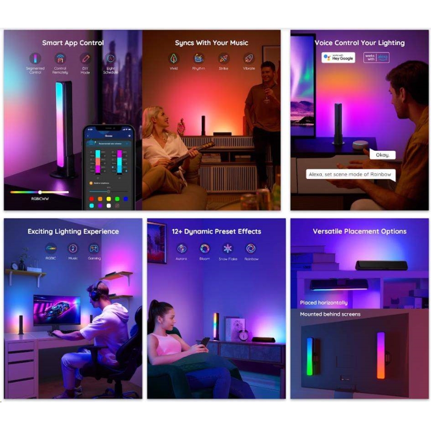 Govee - Set 2x Flow Plus SMART LED TV & Gaming - RGBICWW Wi-Fi