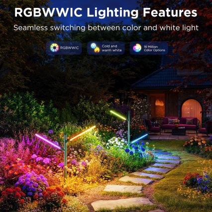 Govee - Set 2x LED RGBICWW Prigušiva vanjska lampa LED/18W/230V IP66 2700-6500K Wi-Fi