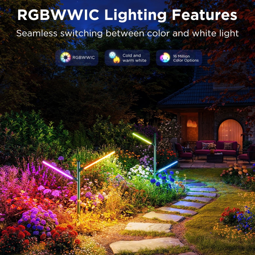 Govee - Set 2x LED RGBICWW Prigušiva vanjska lampa LED/18W/230V IP66 2700-6500K Wi-Fi