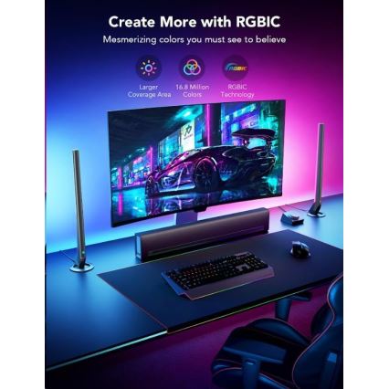 Govee - Set 2x Smart Gaming Wi-Fi LED RGBIC Paneli + Smart Dual + Daljinski upravljač