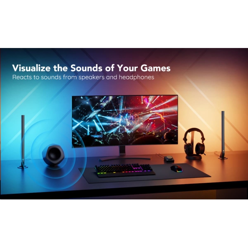 Govee - Set 2x Smart Gaming Wi-Fi LED RGBIC Paneli + Smart Dual + Daljinski upravljač
