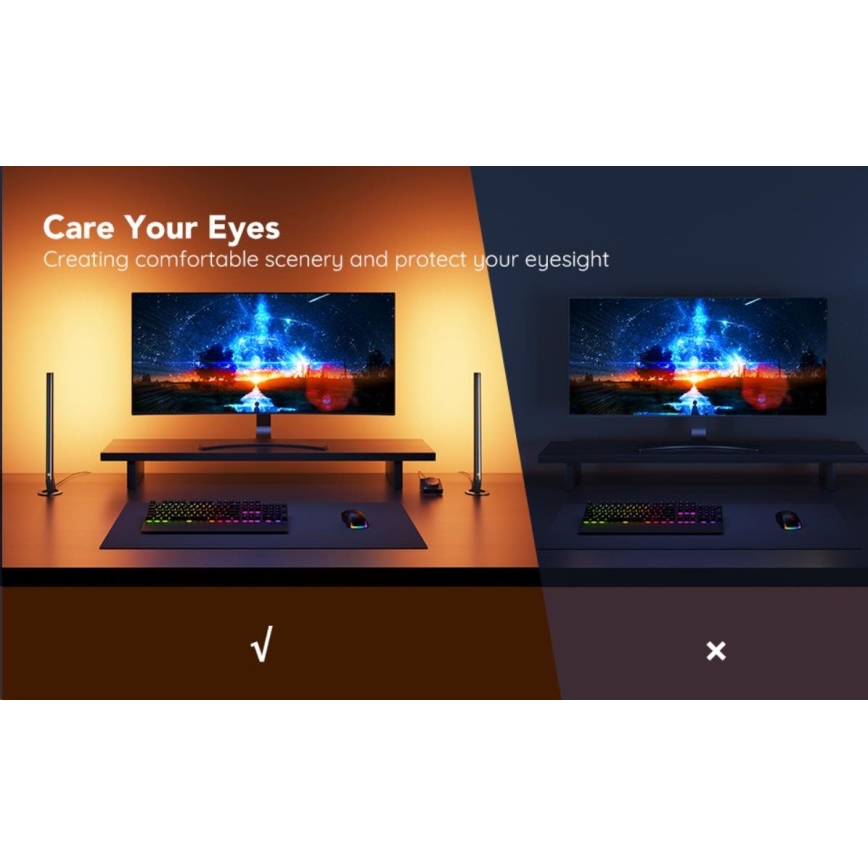 Govee - Set 2x Smart Gaming Wi-Fi LED RGBIC Paneli + Smart Dual + Daljinski upravljač