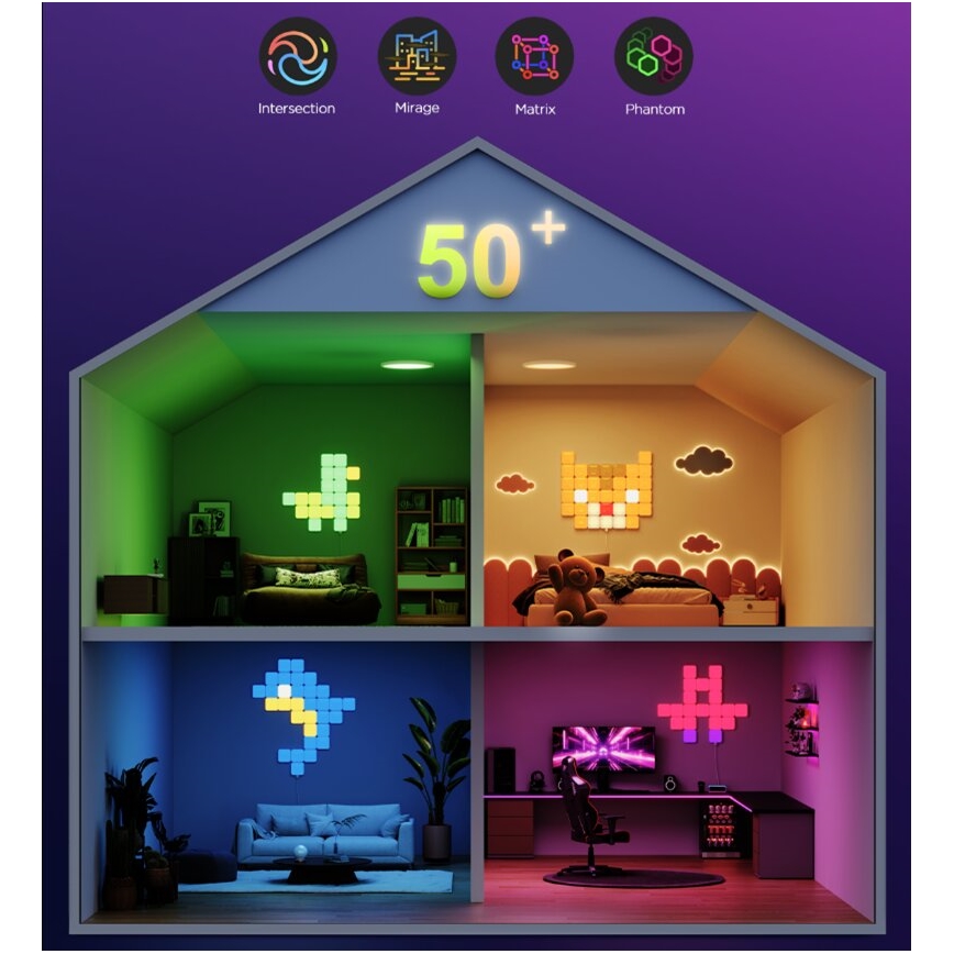 Govee - Set od 10 pametnih mini RGBIC panela sa Wi‑Fi