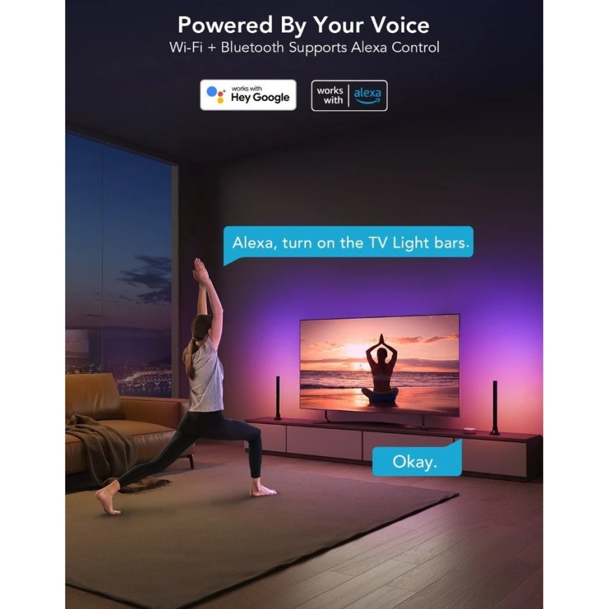 Govee - SMART LED RGBIC panel 38cm za TV 43-75 - 2 kom Wi-Fi