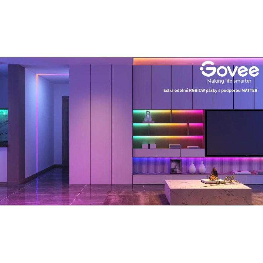 Govee - Wi-Fi RGBICW Smart PRO LED TRAKA 5m MATTER  - ekstra izdržljiva