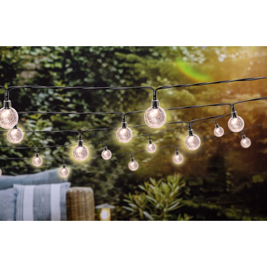 Grundig - LED Prigušivi solarni lancem 50xLED/8 funkcije 9,35m IP44 topla bela + Daljinski upravljač