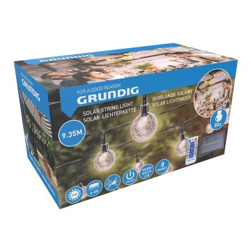 Grundig - LED Prigušivi solarni lancem 50xLED/8 funkcije 9,35m topla bela + Daljinski upravljač