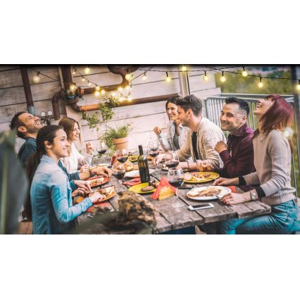 Grundig - LED Prigušivi solarni lancem 50xLED/8 funkcije 9,35m topla bela + Daljinski upravljač