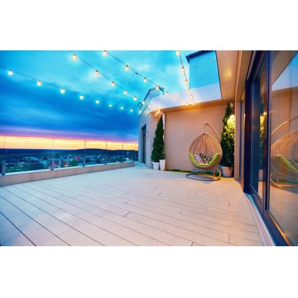 Grundig - LED Prigušivi solarni lancem 50xLED/8 funkcije 9,35m topla bela + Daljinski upravljač