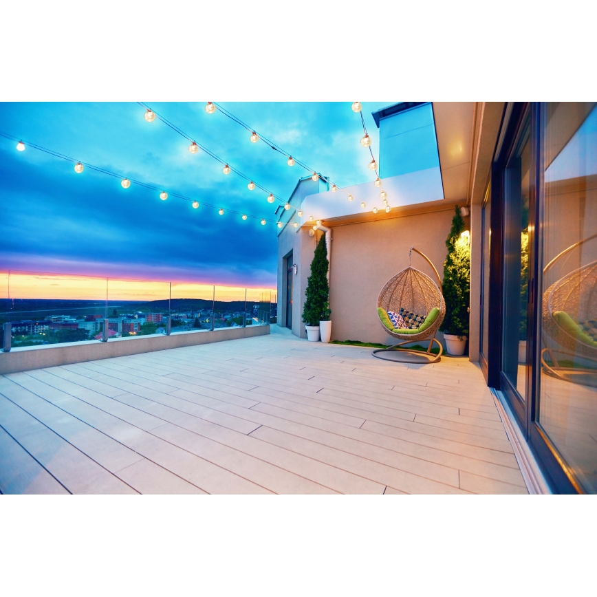 Grundig - LED Prigušivi solarni lancem 50xLED/8 funkcije 9,35m topla bela + Daljinski upravljač