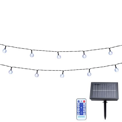 Grundig - LED Prigušivi solarni lancem 50xLED/8 funkcije 9,35m topla bela + Daljinski upravljač